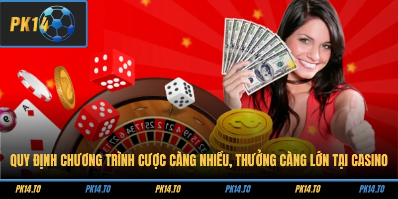 Quy định tham gia chương trình cược càng nhiều, thưởng càng lớn tại casino